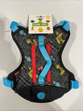 Sesame Street Black Harness Bib with Blue, Red & Yellow Accents